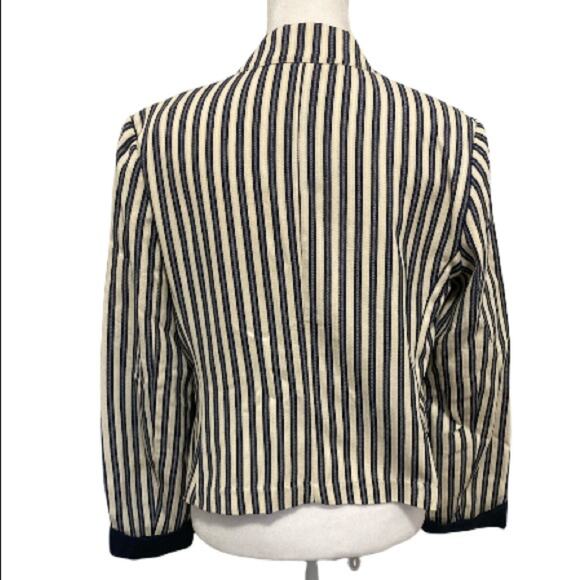 Tinley Road Barcode Stripe Cotton Blazer size M Blue & White - Picture 5 of 8